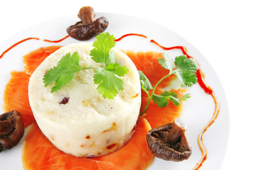 salmon slice with mash