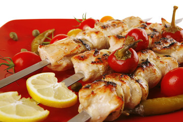 grilled pork shish kebab