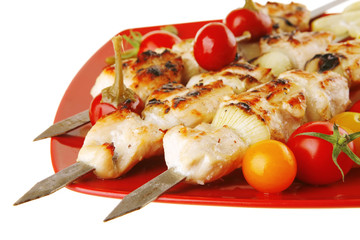 chicken shish kebab with vegetables