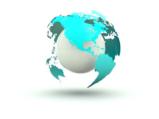 Blue earth isolated on white