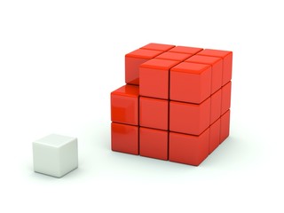 3d cube isolated on white. Red series