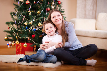 Mother and son at Christmas