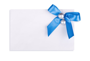 The card decorated with a bow