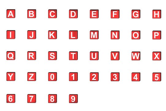 W&uuml;rfel-Alphabet Rot