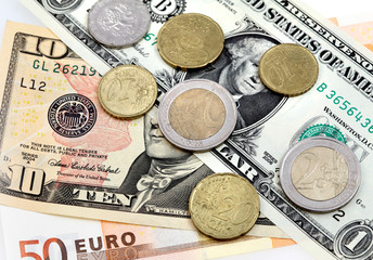 The money euro and dollars