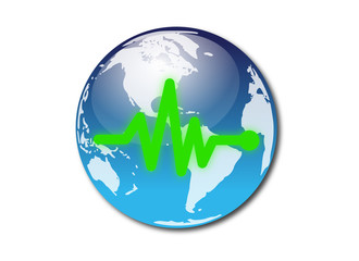 Planet earth with electrical activity