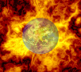 Obraz na płótnie Canvas Earth in Flame Sky
