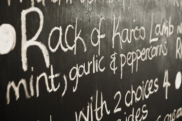 Special of the day on blackboard