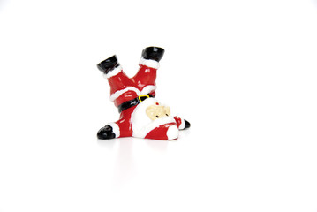 Kopfstand Weihnachstmann