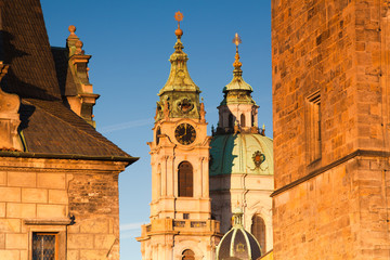 Obraz premium Prague towers - famous church in Prague in Czech Republic