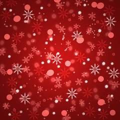 Red abstract christmas background with snowflakes