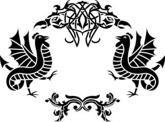 Fantasy  framework second variant, with basilisks, stencil