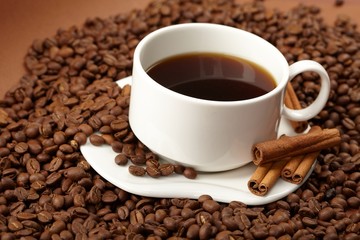 Obraz premium cup of coffee with cinnamon