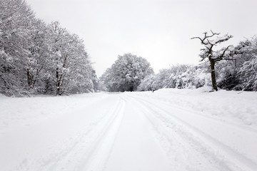 Obraz na płótnie Canvas Opony utworów w śniegu