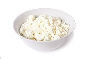 Bowl with Curd on white background