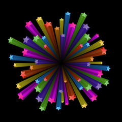 Colorful stars explode