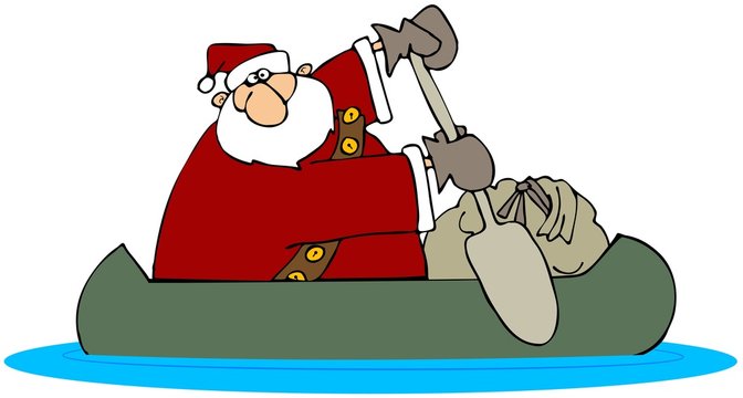 Santa In A Canoe