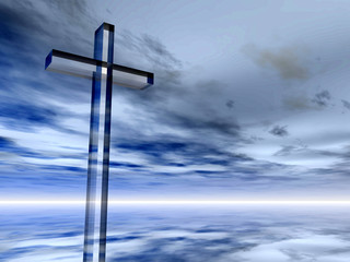 High resolution Christian cross over a beautiful sky