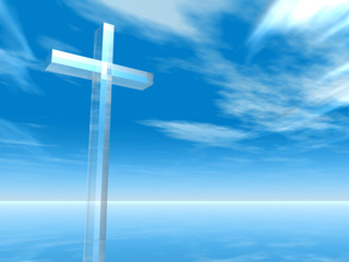 High resolution Christian cross over a beautiful sky