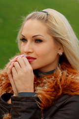 portrait blonde in jacket