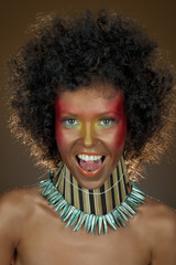 funny girl with afro hair