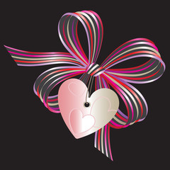 Gift bow with heart-shaped label