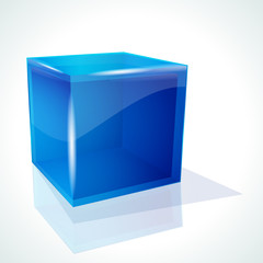 Vector blue cube on white background