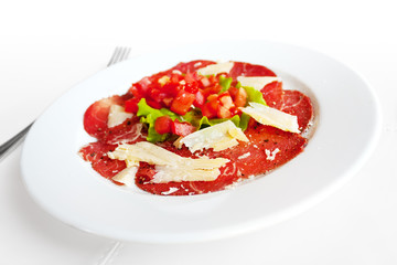 Meat Carpaccio with Parmesan Cheese and vegetable