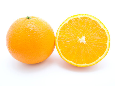 Ripe orange fruits isolated on white background