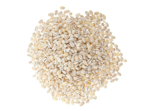 barley groats on white