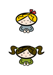 Zwei kleine Mädchen beim Gebet (Meditation)