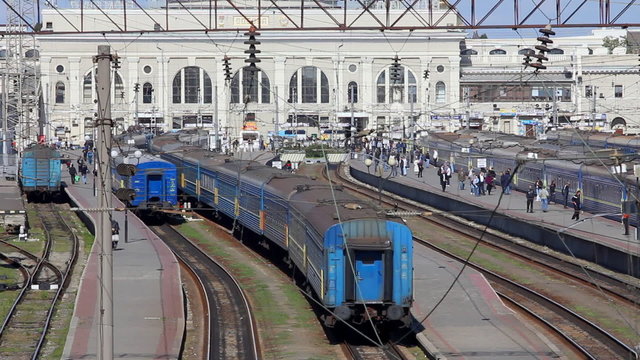 Railway station time-lapse in Odessa, Ukraine (Full HD)