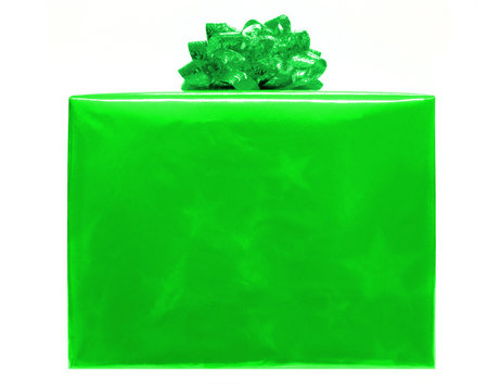 Single Green Christmas Gift Box With Bow