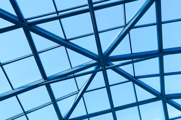 Gordijnen Transparent ceiling inside modern building © Vladitto