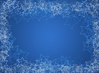blue winter christmas frame with stars