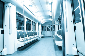 blue contemporary illuminated carriage interior