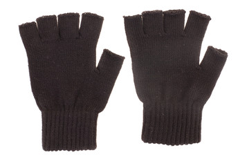 Pair of black knitted gloves