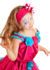 Portrait of the beautiful girl in a red dress