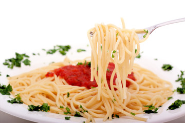 Delicious homemade spaghetti with tomatoe sauce
