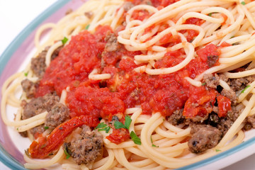 Delicious homemade spaghetti with tomatoe sauce