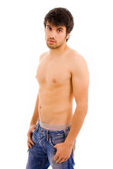 young sensual man on white background