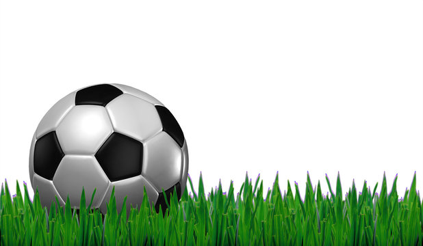 football on grass with white background