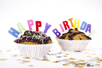 Party Candles on a Slice of Birthday Cake