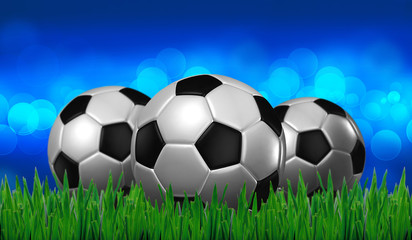 Fototapeta premium football on grass with blue lighting background