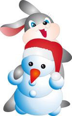 Rabbit and snowman vector