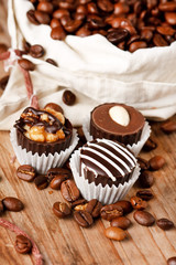 chocolate sweets with coffee beans