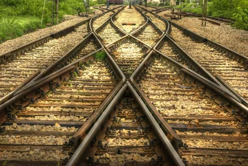 Afwasbaar Fotobehang Treinspoor spoorweg (HDR-afbeelding)