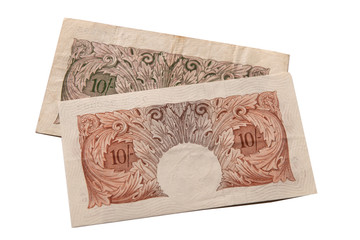Reverse side of discontinued ten shilling notes