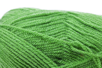 Skein of wool  and knitted piece isolated on white
