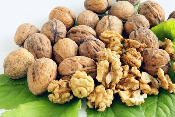 walnuts on leaves